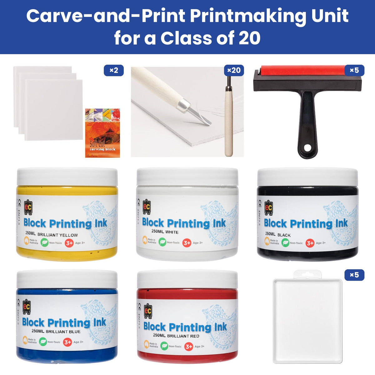 Carve-and-Print Printmaking Unit for a Class of 20