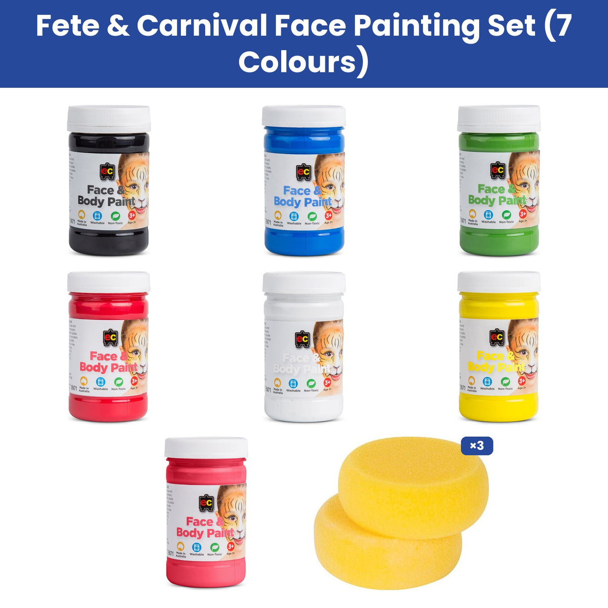 Fete & Carnival Face Painting Set (7 Colours)