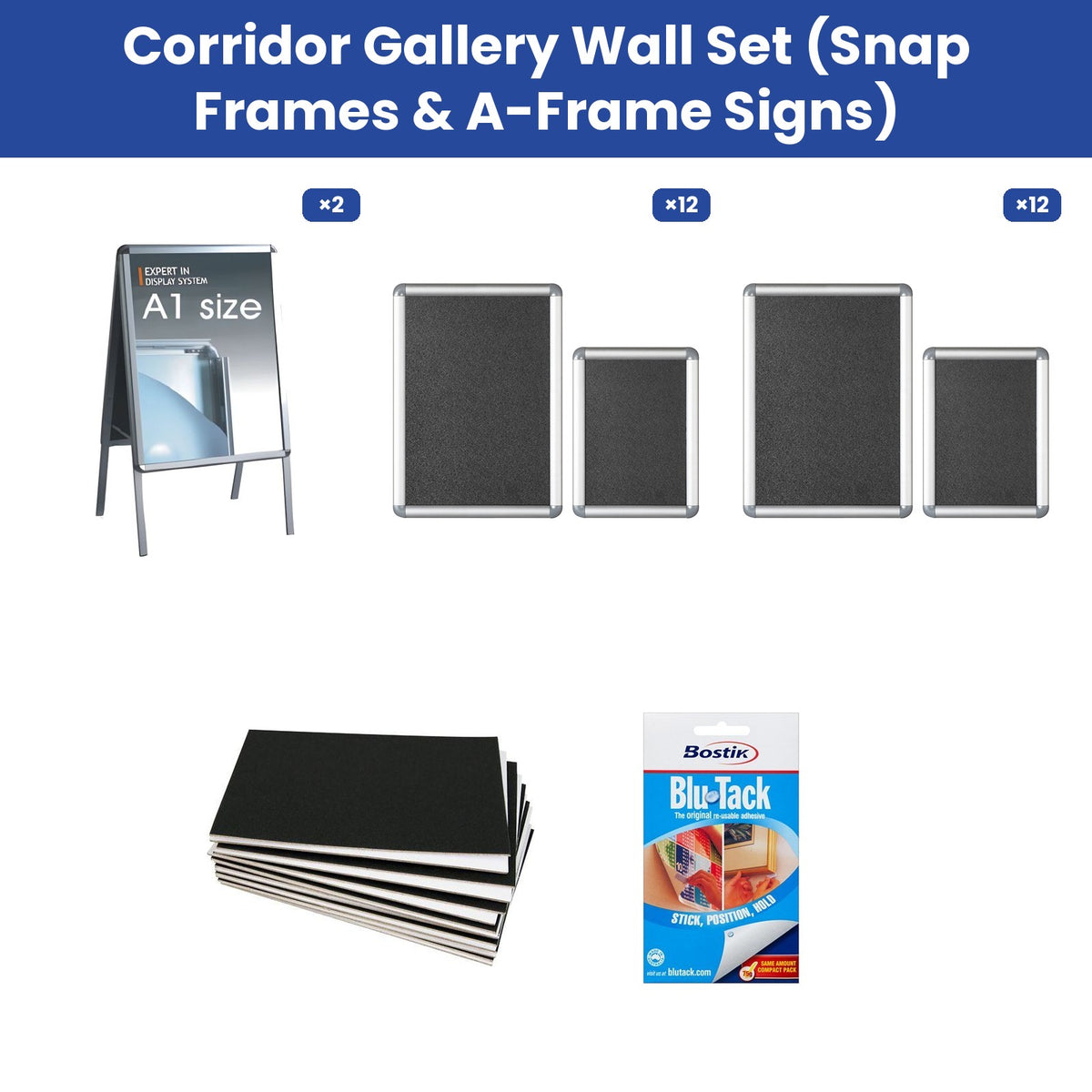 Corridor Gallery Wall Set (Snap Frames & A-Frame Signs)