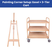 Painting Corner Setup: Easel + 3-Tier Cart