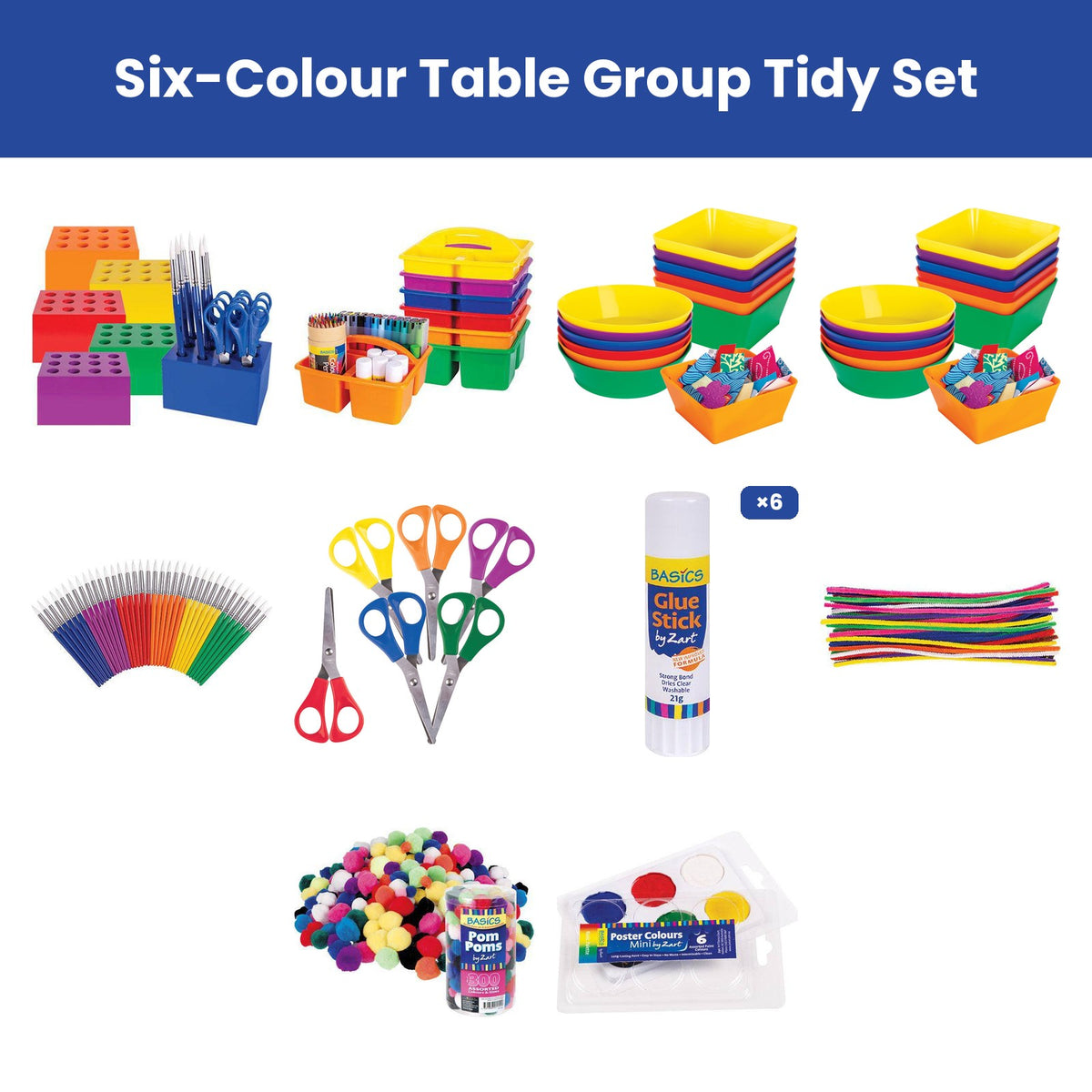 Six-Colour Table Group Tidy Set