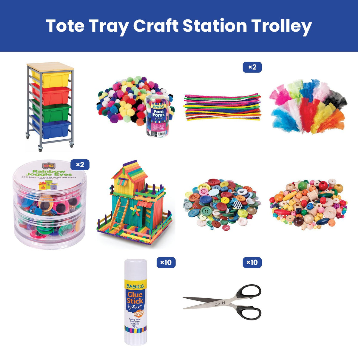 Tote Tray Craft Station Trolley