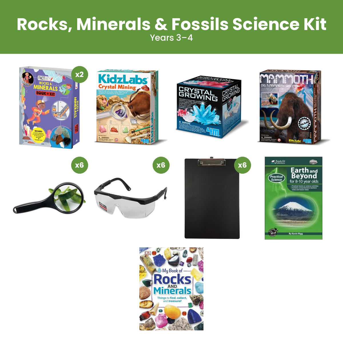 Rocks, Minerals & Fossils Science Kit (Years 3–4)