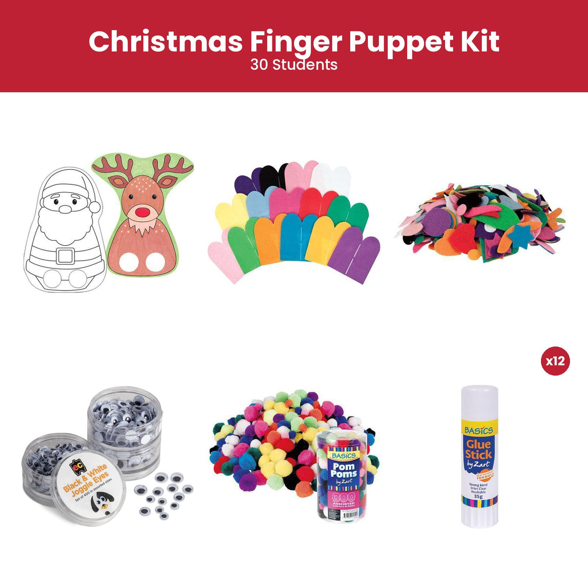 Christmas Finger Puppet Kit (30 Students)