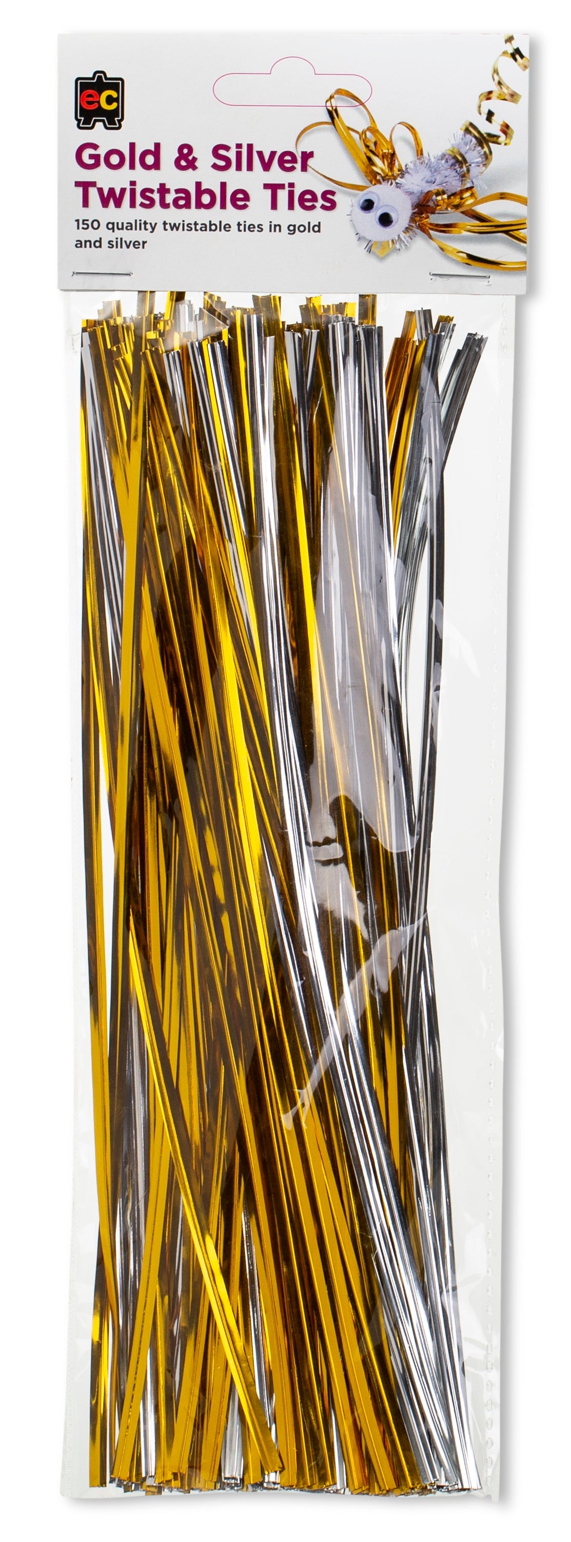 Twistable Ties (Pack of 150) - 25cm: Gold & Silver