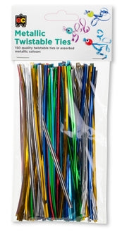 Twistable Ties (Pack of 150) - 15cm: Metallic