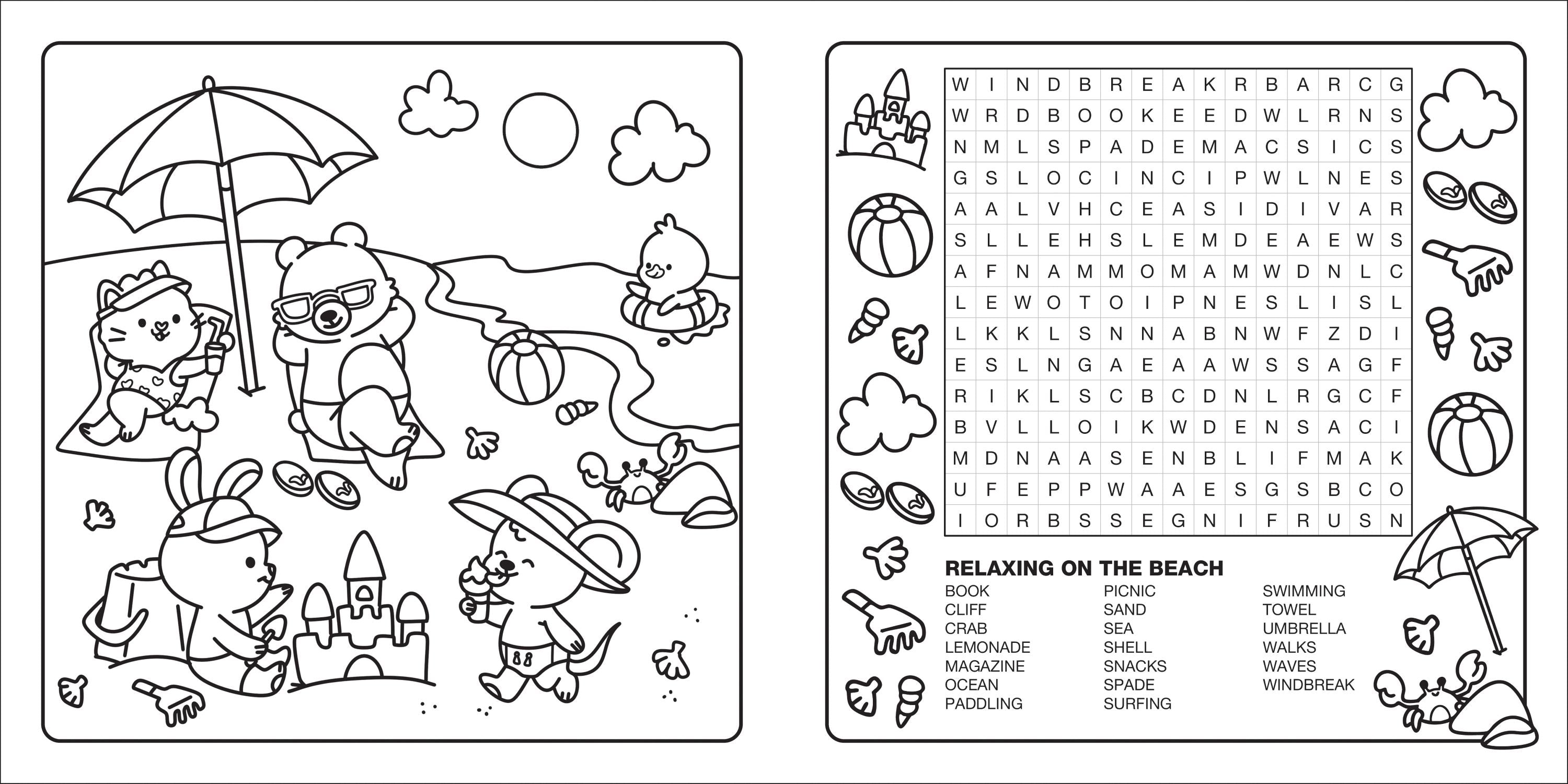 Happy Days - Clever Cuties Cosy Colouring & Word Search Book — inside page 8