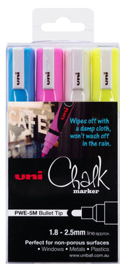 Uni-Ball Chalk Marker Bullet Tip 1.8mm-2.5mm - Assorted (Pack of 4)