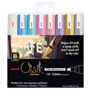 Uni-Ball Chalk Marker Bullet Tip 1.8mm-2.5mm - Metallic Colours (Pack of 8)