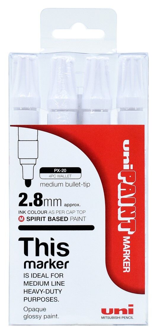 Uni-Ball Paint Marker PX-20 Medium Bullet Tip 2.8mm (Pack of 4)