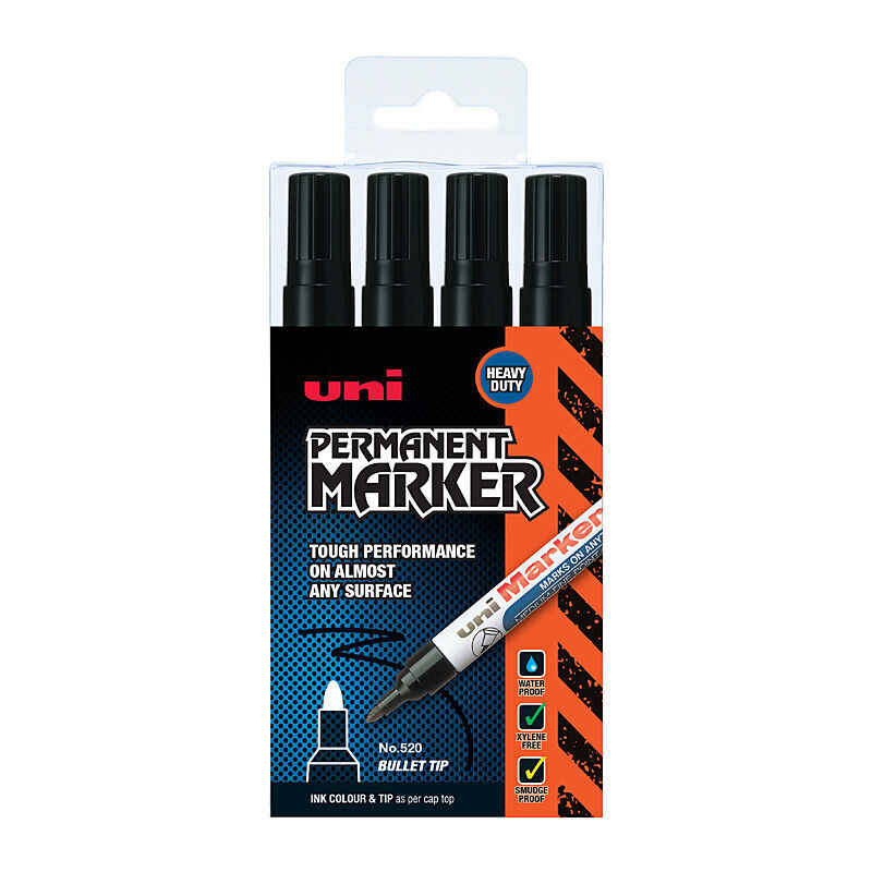 uni 520 Bullet Indust - Black (Pack of 4)