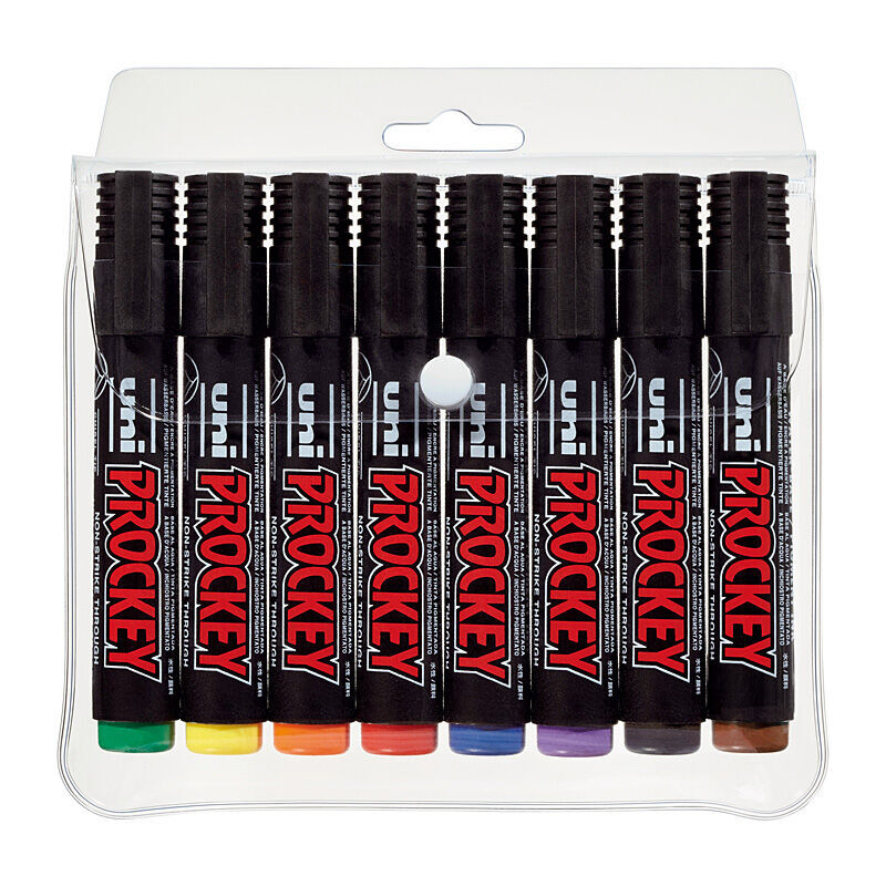 uni Prockey Permanent Marker Chisel Wallet of 8