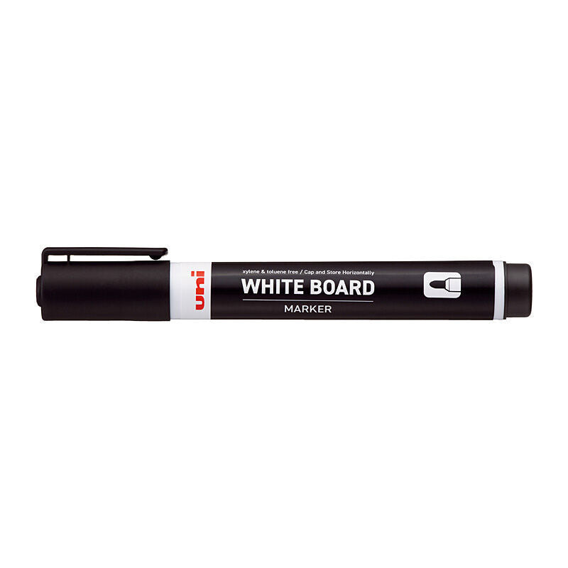 uni Whiteboard Marker Bullet - Black (Box of 12)