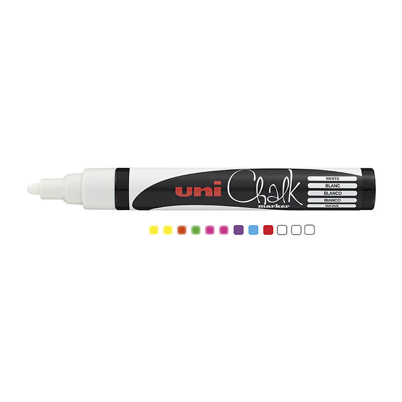 uni Chalk Marker Bullet - Assorted (Box of 12)