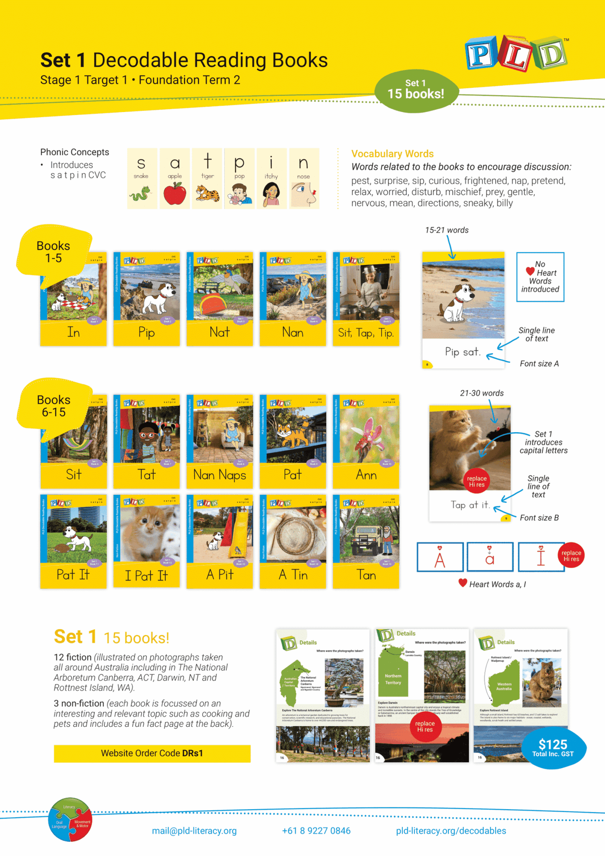 PLD Decodable Reading Books (Set 1 – CVC s a t p i n)