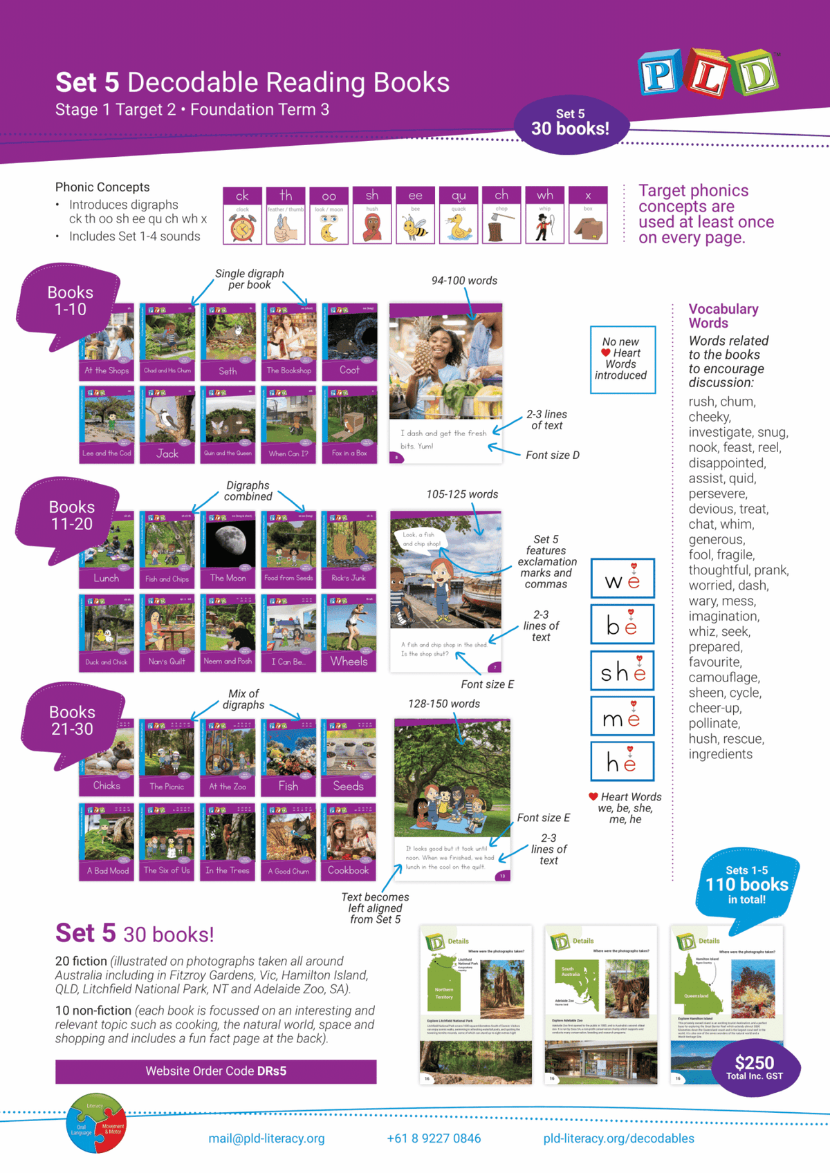 PLD Decodable Reading Books (Set 5 – ck sh ch th oo ee qu wh x)