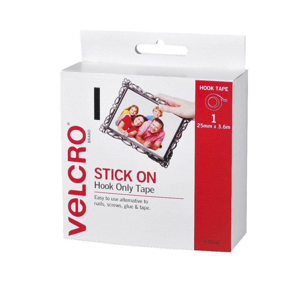 Velcro Stick On - Hook Only Tape: 25mm x 3.6m