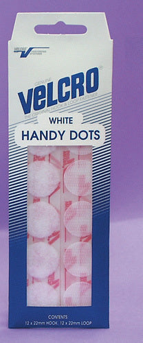 Velcro White Handy Dots - 12 Hooks and 12 Loops