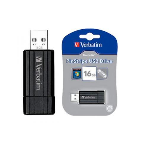 Verbatim USB Drive - Store 'n' Go Pinstripe (16GB): Black