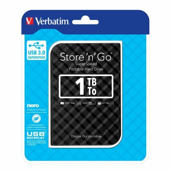 Verbatim 1TB Store 'n' Go Grid Design Portable Hard Drive