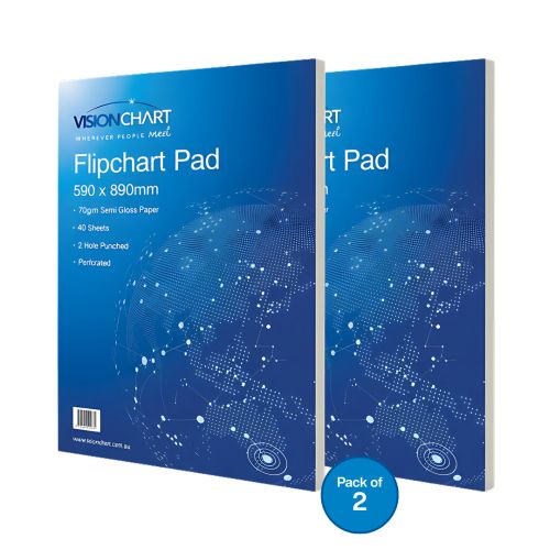 Visionchart Communicate Flipchart Pad 70gsm, 40 Sheets, 590 x 890mm (Pack of 2)