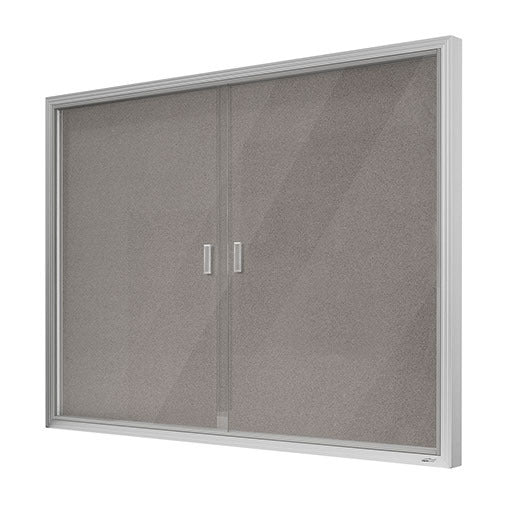 Visionchart Be Noticed Sliding Door Notice Case - 2 Door 1220 x 915mm Silver/Grey Felt