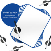 Visionchart Double-sided A4 Magnetic Whiteboard and Marker/Eraser Bundle (Pack of 25)