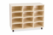 Creative Kids Oak Mobile Tote Tray Storage Trolley - 12 Bay (Trolley Only)