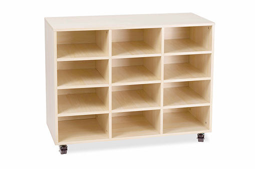 Creative Kids Oak Mobile Tote Tray Storage Trolley - 12 Bay (Trolley Only)