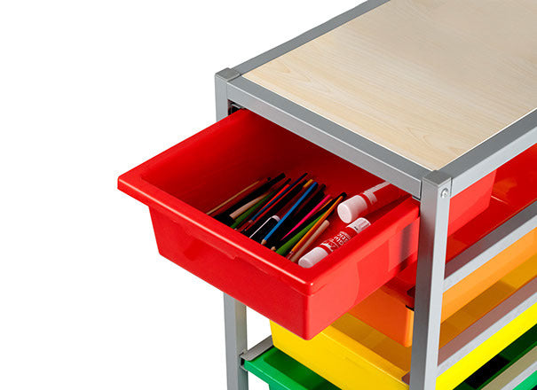 Creative Kids Mobile Tote Tray Storage Trolley - 5 Tray Single (Trolley Only)