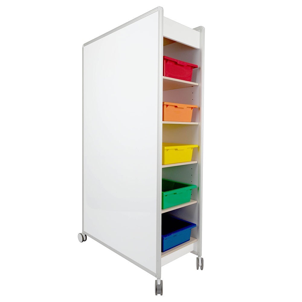 Visionchart Whiteboard Huddle Mobile Storage w/extra 2 Shelves + 10 Tote Tray