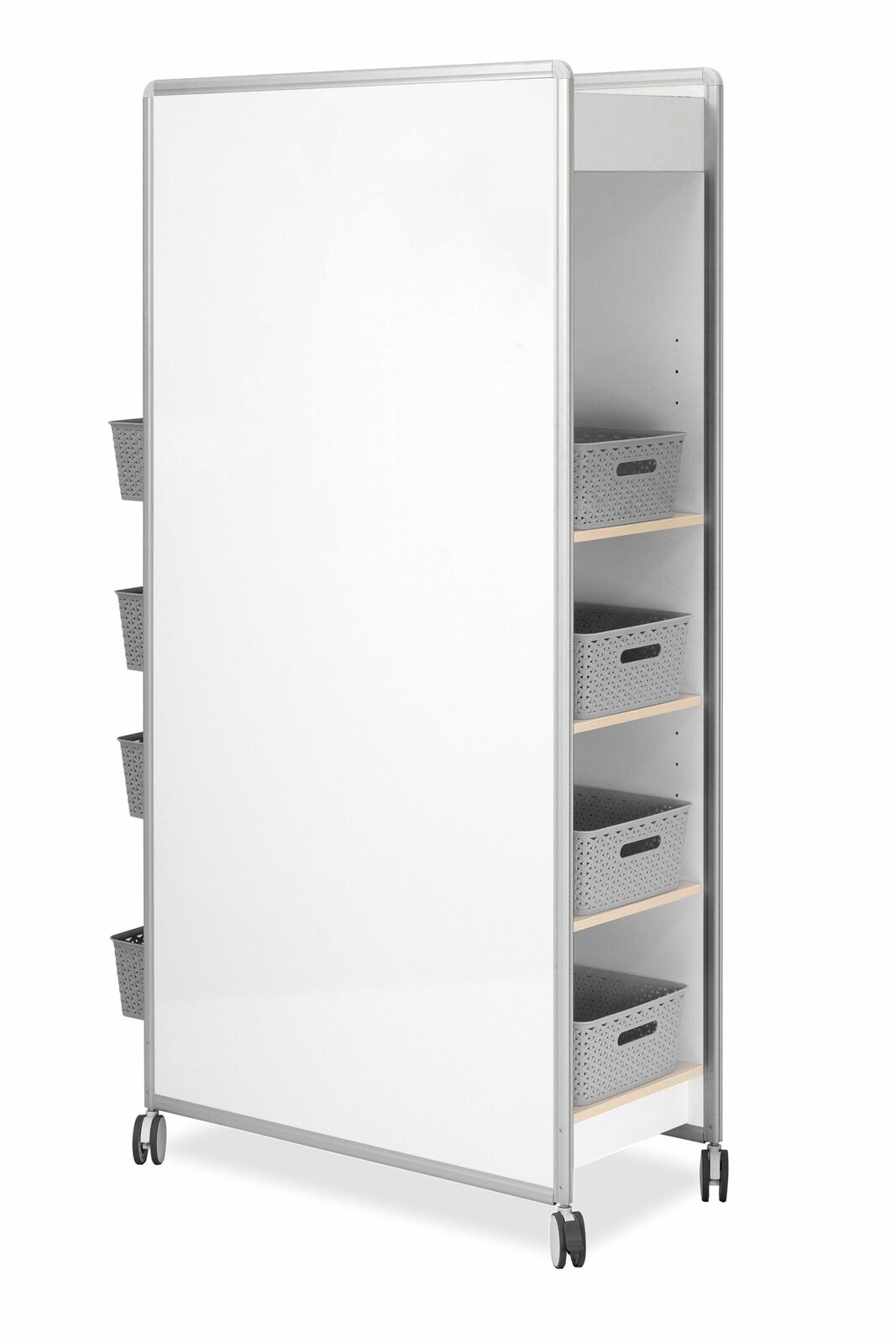 Visionchart Whiteboard Huddle Mobile Storage w/extra 2 Shelves + 10 Storage Basket