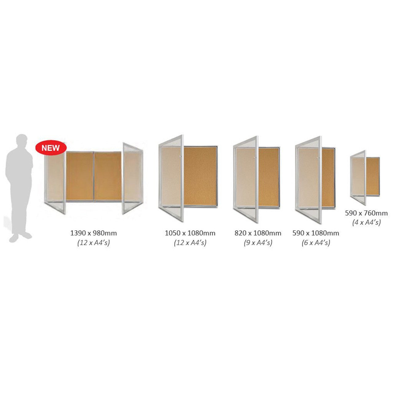 Visionchart TX Weather Resistant Notice Case (1350 x 980mm) - Cork Internal (Fits 12 A4s)