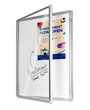 Visionchart Neo Hinged Door Notice Case (600 x 450mm) - Whiteboard Background & 1 Lock