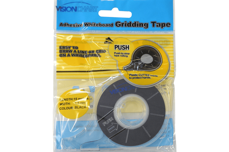Visionchart Whiteboard Lining Tape Adhesive Black 1.5mmx13M Dispenser