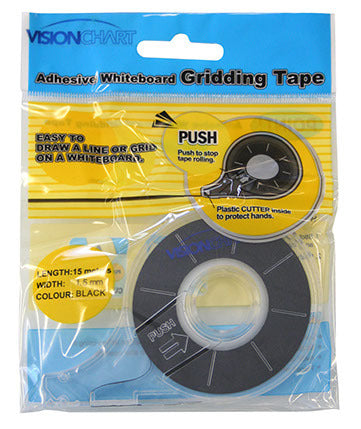 Visionchart Whiteboard Lining Tape Adhesive Black 3mmx13M Dispenser