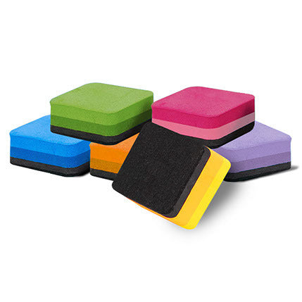 Visionchart Whiteboard Erasers Magnetic 50x50mm Assorted Colours - Pack of 12