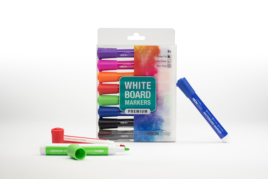 Visionchart Whiteboard Chisel Tip Markers - Pack of 8