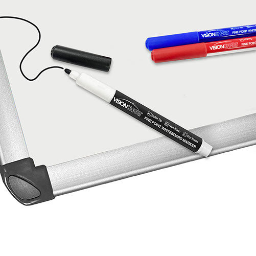 Visionchart Whiteboard Markers Fine Point Assorted - Pack of 3 (Black, Blue, Red)