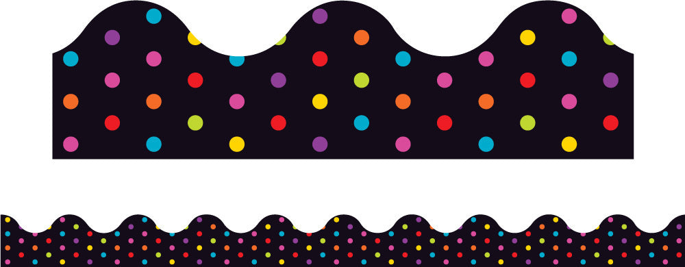 Multicolour Polka Dots (Black) - Magnetic Scalloped Borders (Pack of 12)