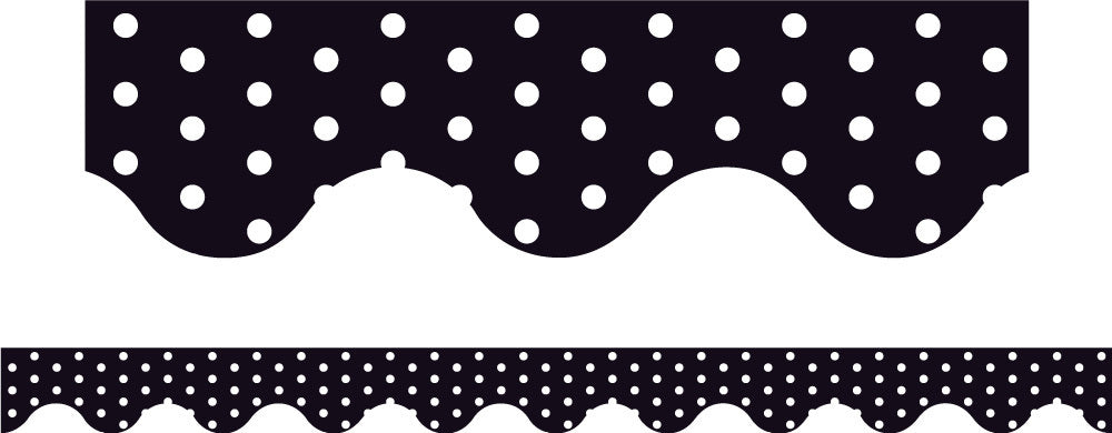 Black Polka Dots - Magnetic Scalloped Borders (Pack of 12)