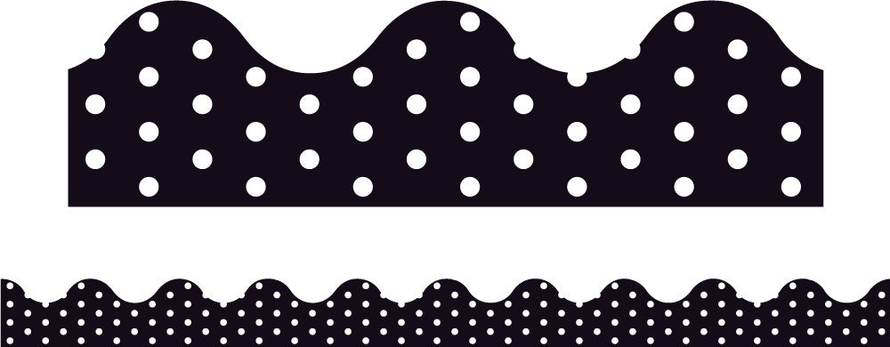 Black Polka Dots - Magnetic Scalloped Borders (Pack of 12)