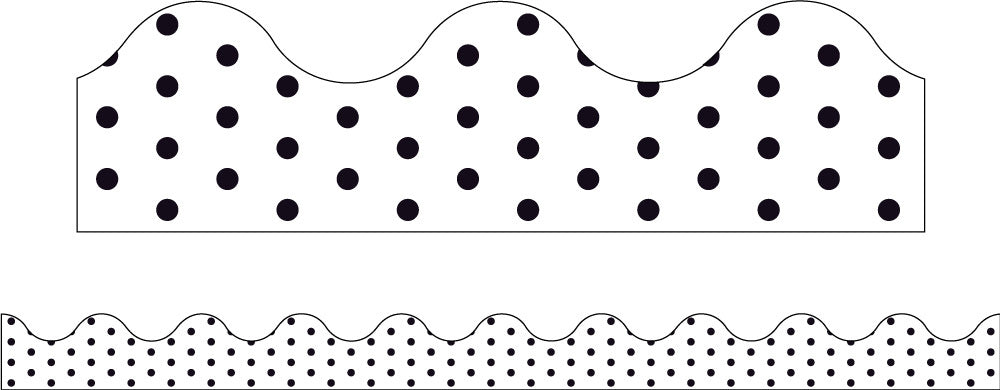 White Polka Dots - Magnetic Scalloped Borders (Pack of 12)