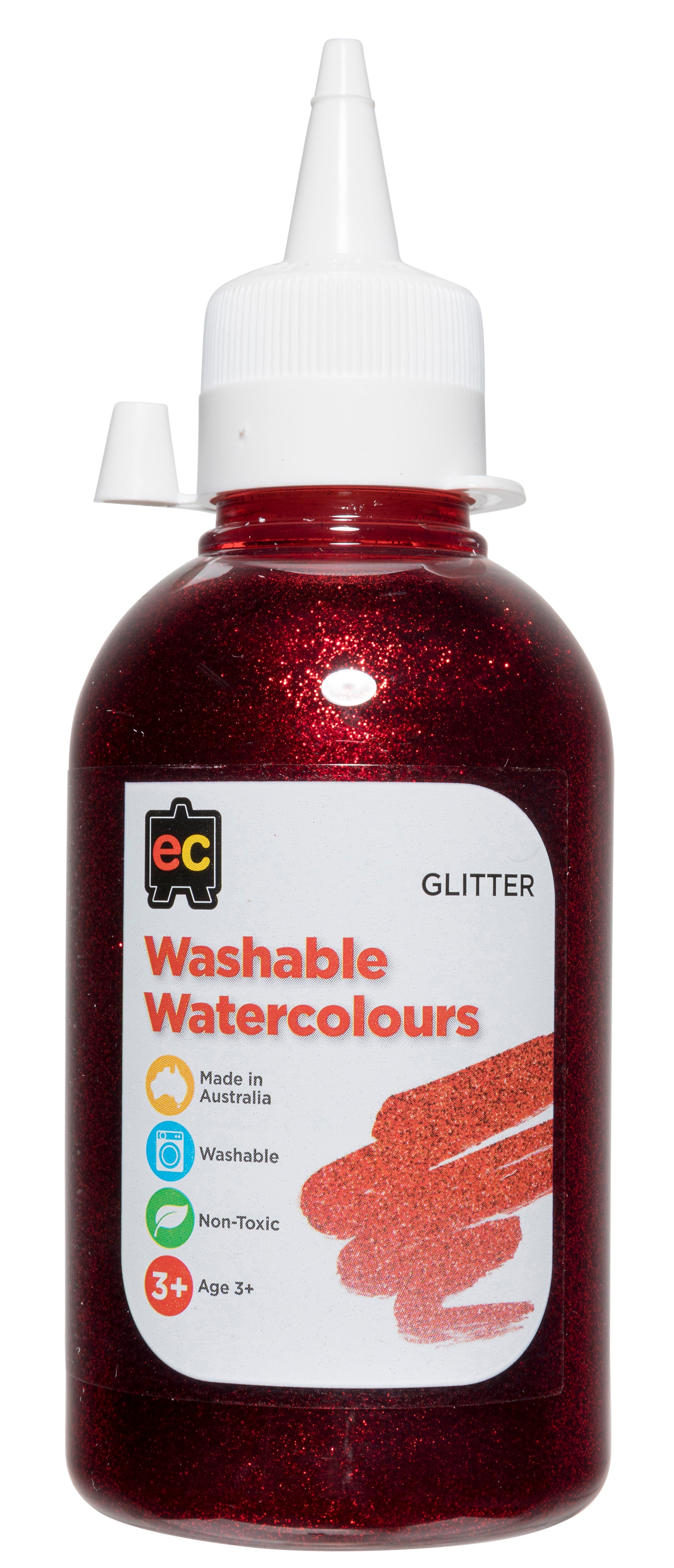Washable Glitter Watercolour – 250mL: Red