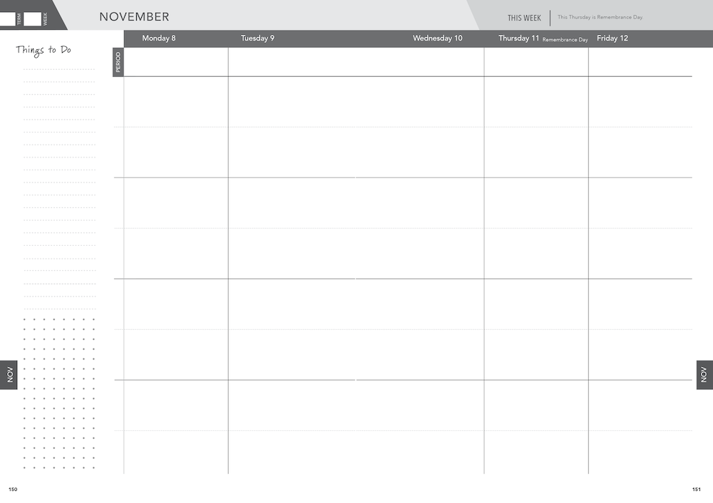 2027 Innovative Teachers' Companion (itc) - Mini Weekly Secondary – Weekly planner spread