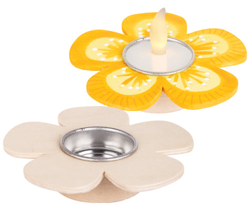 Wooden Tea Light Holder Flower - Set of 5