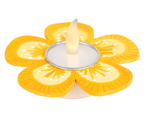 Wooden Tea Light Holder Flower - Set of 5
