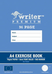 Writer Premium Exercise Book A4 - 8mm Ruled + Margin (Circle) 96PG