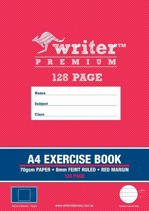 Writer Premium Exercise Book A4 - 8mm Ruled + Margin (Square) 128PG