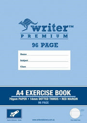 Writer Exercise Book Premium - A4 (96pg) 14mm Dotted-Thirds + Margin: Rocket